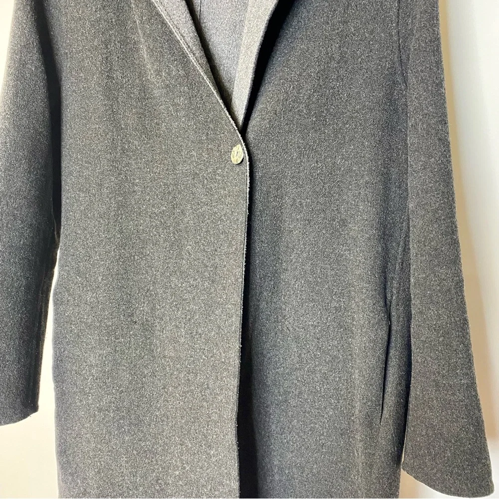 Uniqlo grey wool blend hooded coat - Picture 3 of 10
